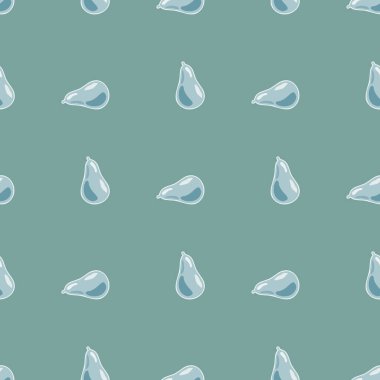 Soyut armut pürüzsüz desen. Dekoratif arka plan meyveleri. Kumaş, ambalaj kağıdı, duvar kâğıdı ve mendil için karalama stilinde tekrarlanan doku. Vektör illüstrasyonu.