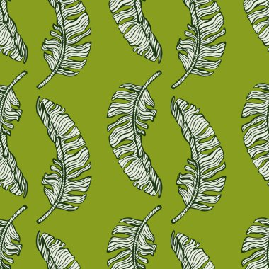 Muz pürüzsüz bir iz bırakır. İşleme tarzında tropik bir dal. Kumaş, duvar kağıdı, tekstil, baskı, ambalaj kağıdı için el yapımı doku. Vektör illüstrasyonu.