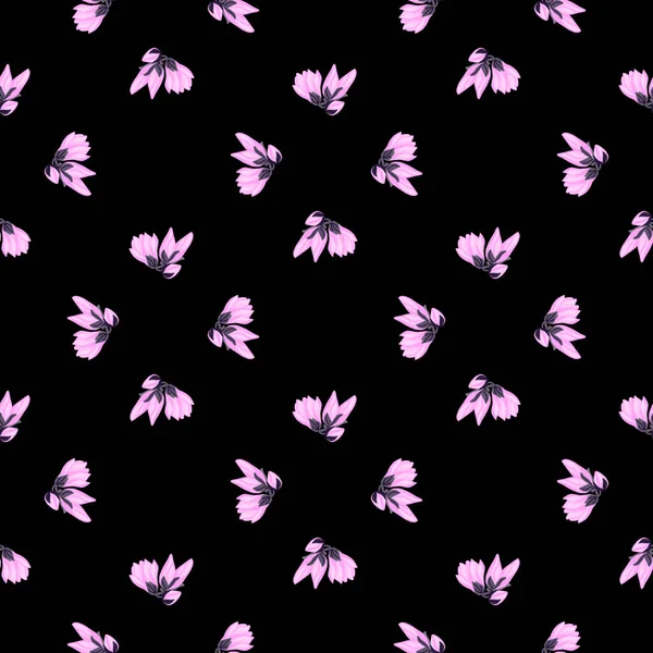 Manolya pürüzsüz desen. Romantik çiçek arkaplanı. Kumaş, ambalaj kağıdı, duvar kâğıdı ve mendil için karalama stilinde tekrarlanan doku. Vektör illüstrasyonu.