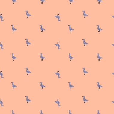 Martılar pürüzsüz bir şekilde duruyorlar. Deniz kuşlarının arka planı. Kumaş, ambalaj kağıdı, duvar kâğıdı ve mendil için karalama stilinde tekrarlanan doku. Vektör illüstrasyonu.