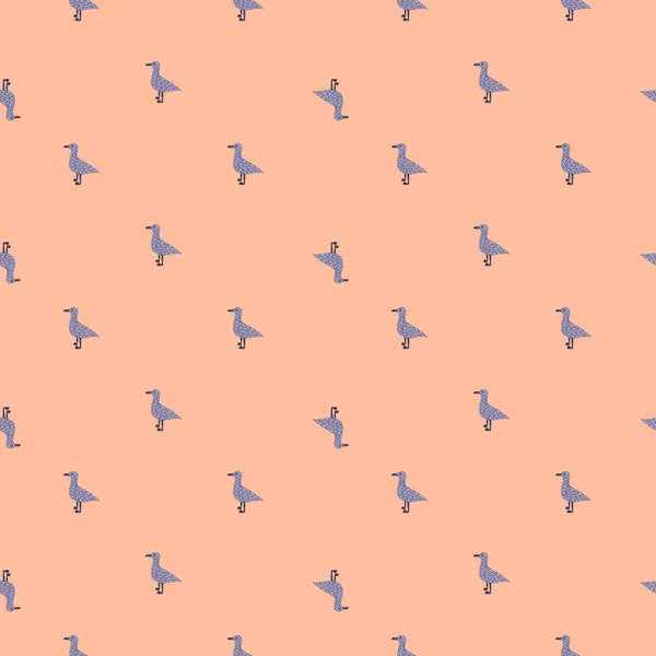 Möwen Mit Nahtlosem Muster Hintergrund Der Seevögel Wiederholte Textur Doodle — Stockvektor