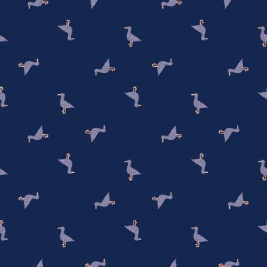 Martılar pürüzsüz bir şekilde duruyorlar. Deniz kuşlarının arka planı. Kumaş, ambalaj kağıdı, duvar kâğıdı ve mendil için karalama stilinde tekrarlanan doku. Vektör illüstrasyonu.