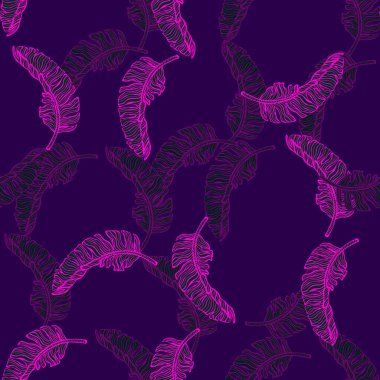 Muz pürüzsüz bir iz bırakır. İşleme tarzında tropik bir dal. Kumaş, duvar kağıdı, tekstil, baskı, ambalaj kağıdı için el yapımı doku. Vektör illüstrasyonu.