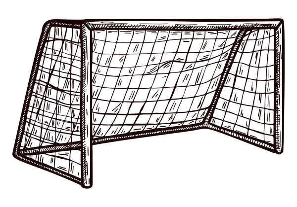 フットボールゲートは孤立していた ゴールキーパー干渉ハンド描画スタイルのためのヴィンテージスポーツ要素 ポスター 本のイラスト タトゥーのために設計された刻まれたゲート ヴィンテージベクトルイラスト ストックベクター