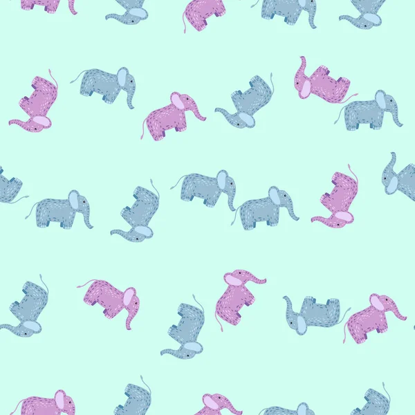 Elephant Cute Seamless Pattern Background Kids Toy Repeated Texture Doodle — Stock Vector