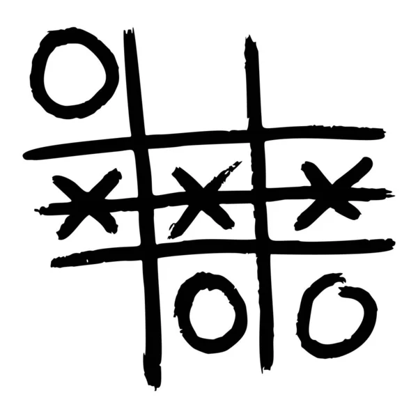 Tic Tac Toe Isoliert Skizziert Vintage Spiel Handgezeichneten Stil Graviertes — Stockvektor