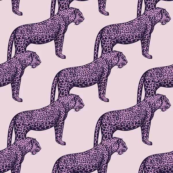 Padrão Sem Costura Leopardo Animais Selvagens Vintage Fundo Textura Repetida Vetores De Bancos De Imagens