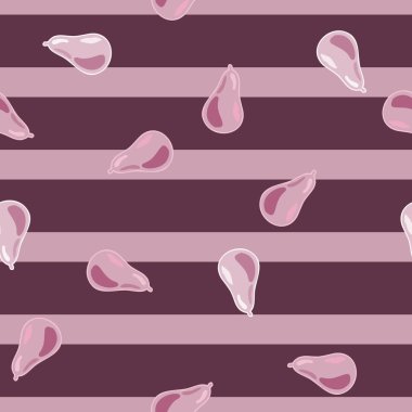 Soyut armut pürüzsüz desen. Dekoratif arka plan meyveleri. Kumaş, ambalaj kağıdı, duvar kâğıdı ve mendil için karalama stilinde tekrarlanan doku. Vektör illüstrasyonu.