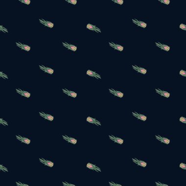 Kuyrukluyıldız kusursuz desen. Göktaşı yağmuru tasarla. Kumaş, ambalaj kağıdı, duvar kâğıdı ve mendil için karalama stilinde tekrarlanan doku. Vektör illüstrasyonu.