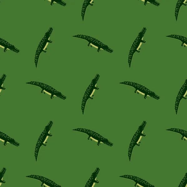 Nette Krokodile Nahtlose Pattern Funny Tiere Hintergrund Wiederholte Textur Doodle — Stockvektor