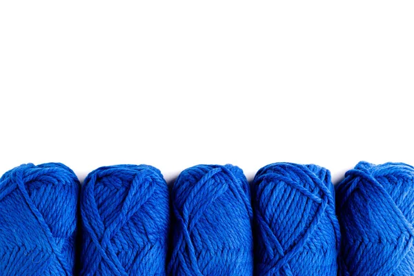 Hilo Madeja Bola Lana Color Azul Para Creatividad Hobby Costura — Foto de Stock