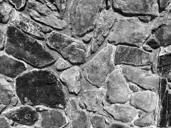 Ένα Μαύρο Λευκό Αρχαίο Κάστρο Φρούριο Πέτρινο Τείχος Φράγμα Κοντά — Φωτογραφία Αρχείου