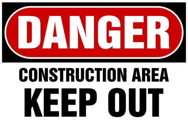 Danger Keep Out Construction Warning Sign Fence Wall Signage Red — Stock Photo, Image