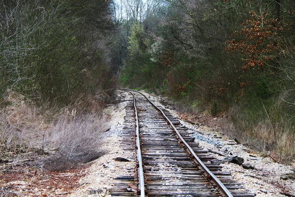 Een Noodlijdende Ongebruikte Verlaten Beschadigde Geschiedenis Landelijke Trein Tracks Vervoer — Stockfoto