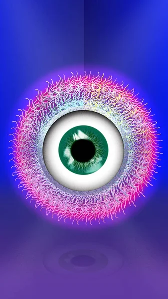 a futuristic exotic alien psychedelic wavy iridescent eye eyeball spiral mythical spirit love spiritual focus sight mind groovy illustration
