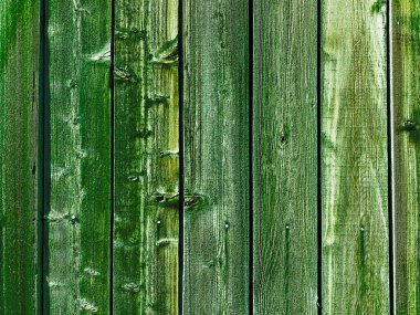 Yeşil yıpranmış bahçe çiti ahşap doğal eski ahşap çit kerestesi