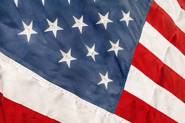 Μια Ιστορική Αμερικανική Σημαία Φοριέται Παλιά Vintage Πατριωτικό Σκηνικό Αμερική — Φωτογραφία Αρχείου