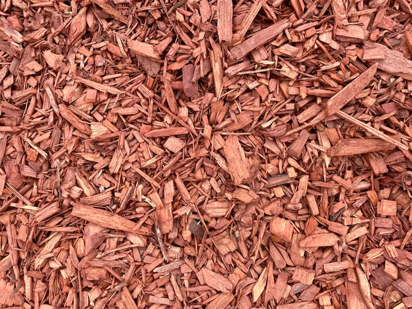Ein Roter Garten Mulch Hackschnitzel Geschnitten Hackschnitzel Bodendecker Landschaftsgestaltung Winter — Stockfoto