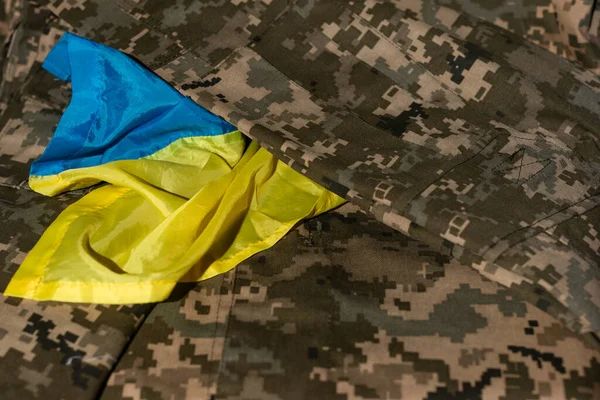 Ukrayna Bayrağı Ukrayna Askerinin Askeri Üniforması Stok Resim