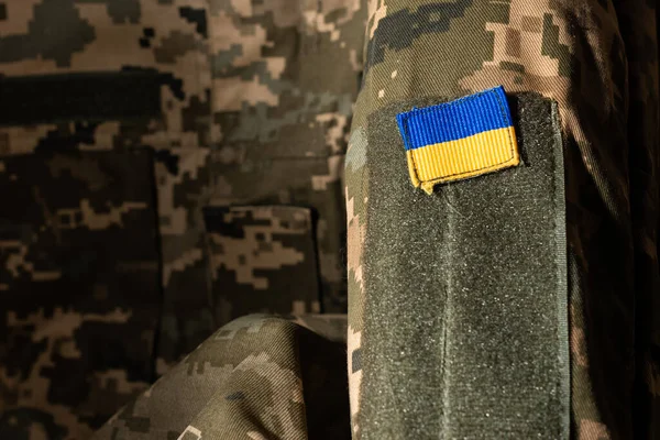Askeri Üniforma Yüzeyine Yakın Çekim Ukrayna Silahlı Kuvvetleri Telifsiz Stok Fotoğraflar