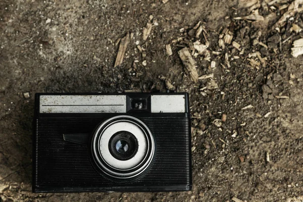 Retro Fotoausrüstung Auf Einem Hölzernen Vintage Hintergrund — Stockfoto