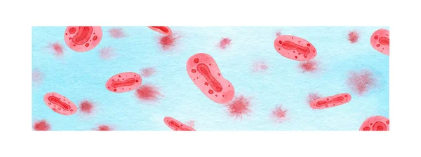 Watercolor Banner Pattern Virus Monkeypox Virions Blue Background Medicine Pandemic — ストック写真