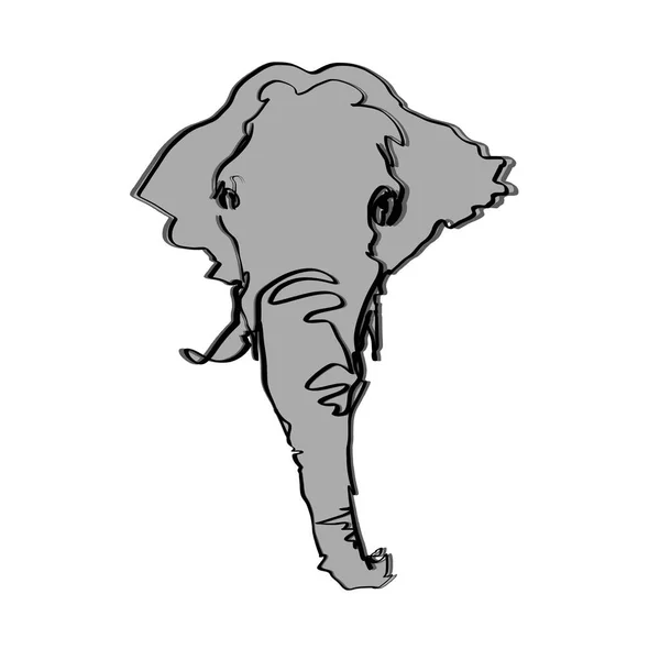 Graphics stylish illustration monoline elephant head — Stock Photo, Image