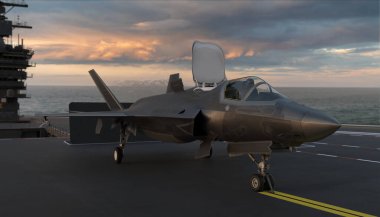  Lockheed Martin F-35 Lightning II uçak gemisinden havalanıyor.