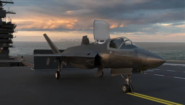Lockheed Martin Lightning Злітає Авіаносця — стокове фото