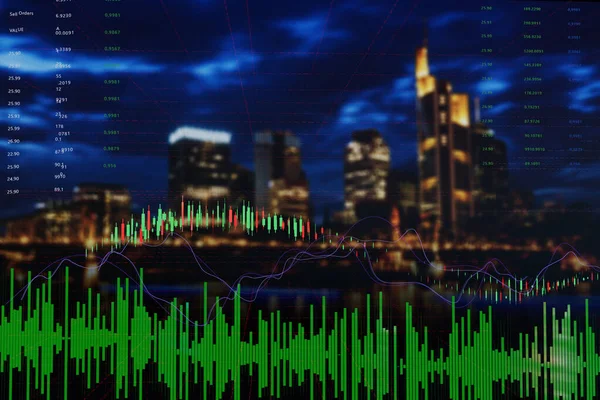 Крупним Планом Фінансовий Графік Outtrend Line Candlestick Graph Фондовому Ринку — стокове фото