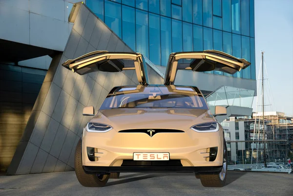 Tesla Modell Med Öppna Dörrar — Stockfoto