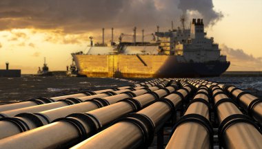 LNG terminali ve LNG tankerine öncülük eden boru hatları