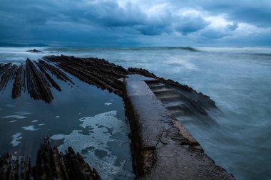 Zumaia 'daki Itzurun Sahili. Bask Kontluğu' nun ünlü sinek sahili.