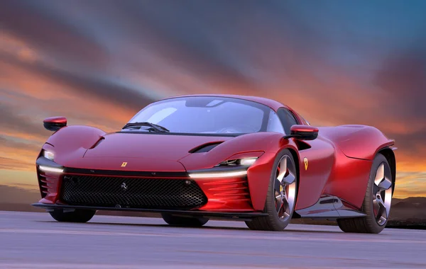 Ferrari Daytona Sp3 Βασίζεται Ένα Από Πιο Θεαματικά Κατορθώματα Στην — Φωτογραφία Αρχείου