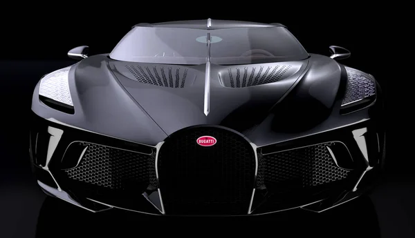 Bugatti Voiture Noire Самый Дорогой Автомобиль Мире Студии — стоковое фото