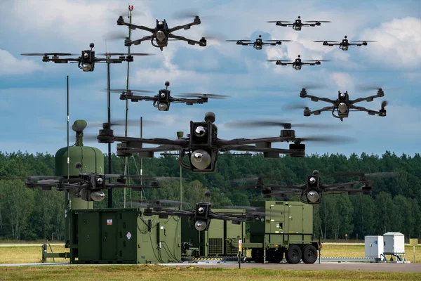 Swarm Combat Drones Command Systems — Stock Photo, Image