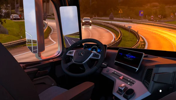 Mercedes Benz Actros Caminhão Interior — Fotografia de Stock