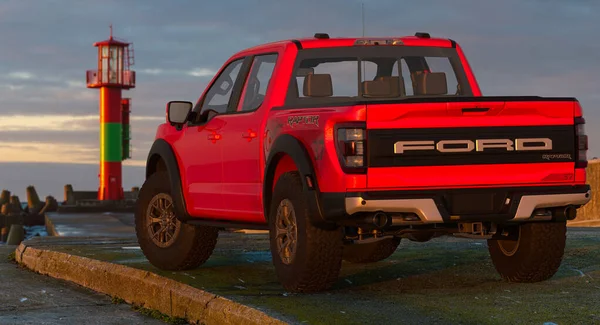 Ford Raptor Truck Fundo Paisagem Marinha — Fotografia de Stock