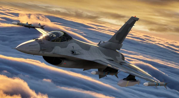 General Dynamics Fighting Falcon Dynamischen Flug — Stockfoto