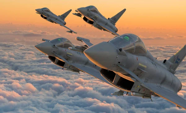 Eurofighter Formación Tifones Vuelo — Foto de Stock