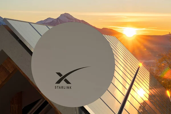 Parabolantenn Internet Starlink — Stockfoto