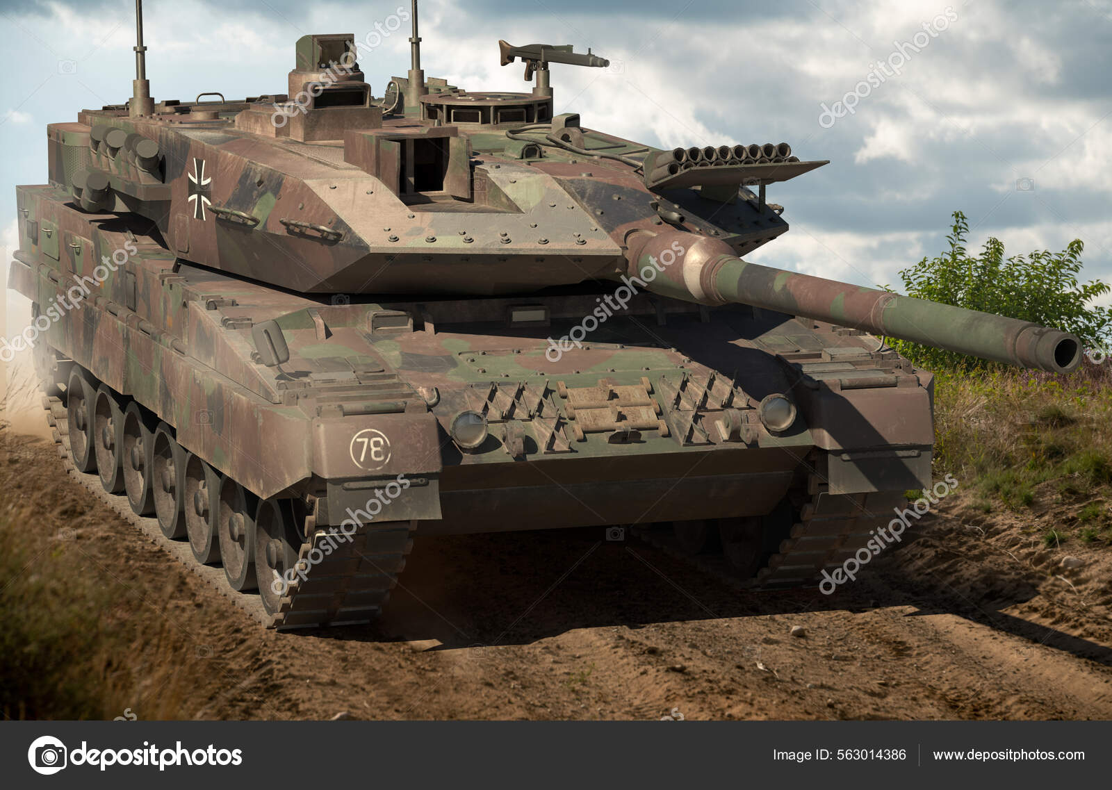 Немецкий Танк Leopard 2A7 Полигоне – Стоковое Редакционное Фото.