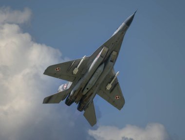 Gdynia, Polonya-Ağustos 2021: Mig - 29 Polonya Hava Kuvvetleri