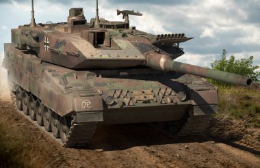 Alman Leoparı 2A7 tankı askeri eğitim sahasında
