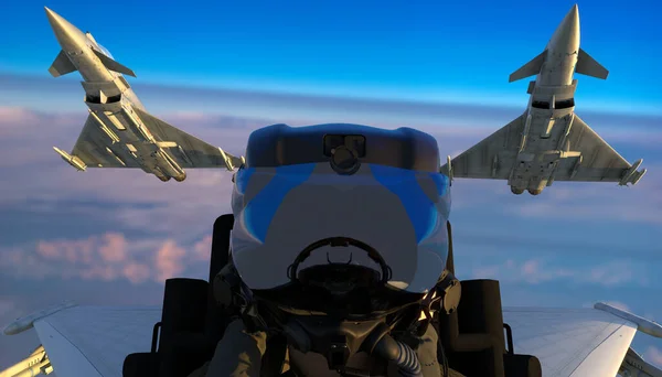 飞行员欧洲战斗机台风 3的渲染 — 图库照片