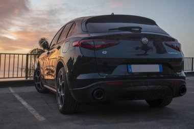 The exciting Alfa Romeo Stelvio Q4 as the sun rises