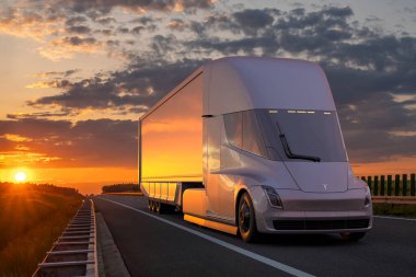 Tesla Semi - the electric truck that delivers itself clipart
