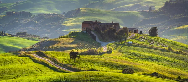 İtalya, Toskana 'nın bahar manzarasının manzarası