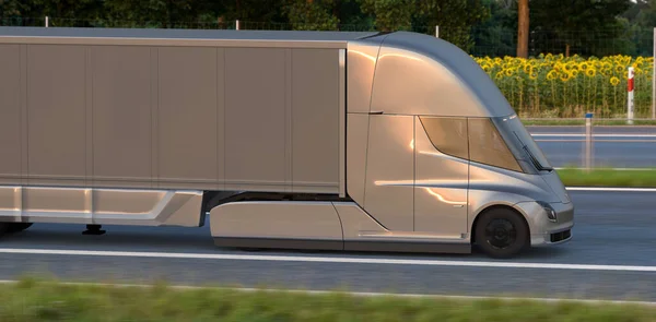 Tesla Semi Caminhão Elétrico Que Entrega — Fotografia de Stock