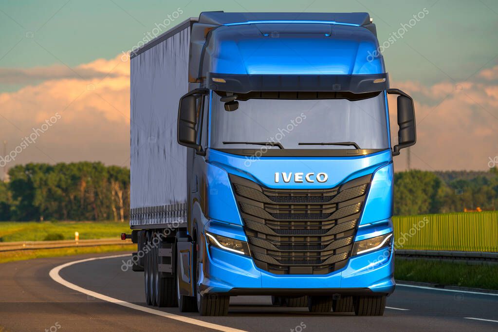 Modern IVECO S-WAY truck on the motorway